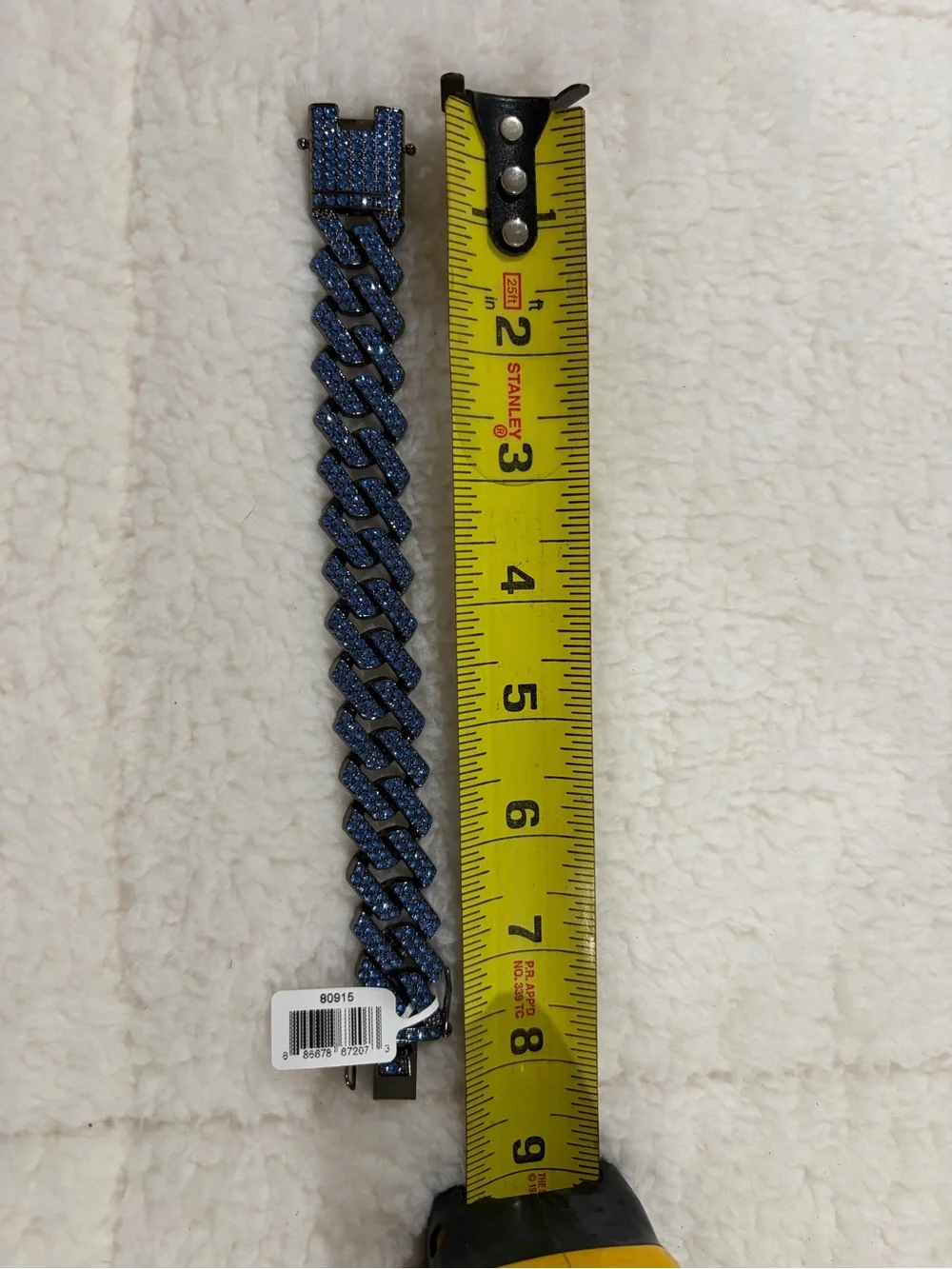 Invicta Men’s Blue Crystal Cuban Link Bracelet with Branded Pouch